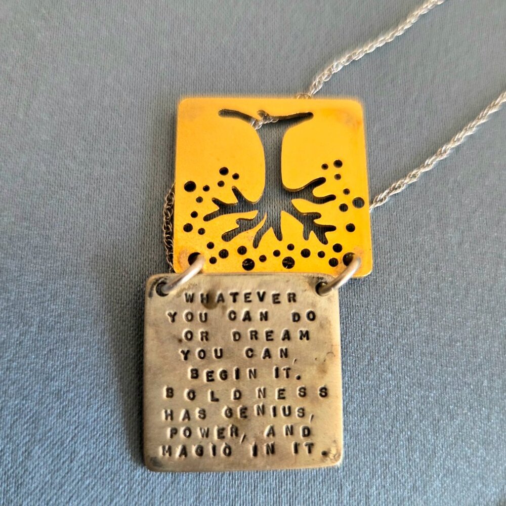 Kathy Bransfield Goethe Tree of Life pendant silver 925 and gold plated brass. - Picture 2 of 5
